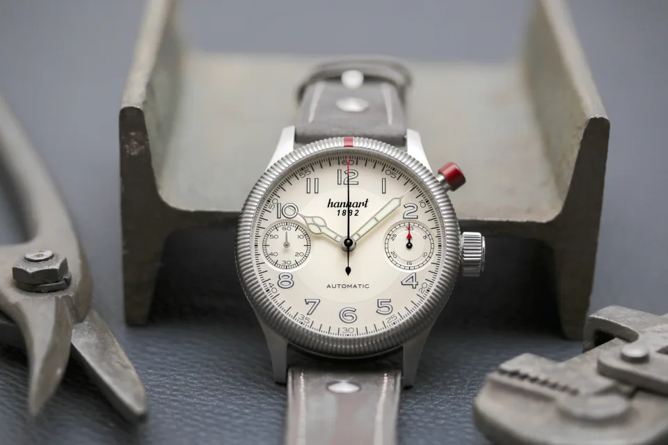 PIONEER MonoScope silver, fluted bezel, 45 mm miniatura