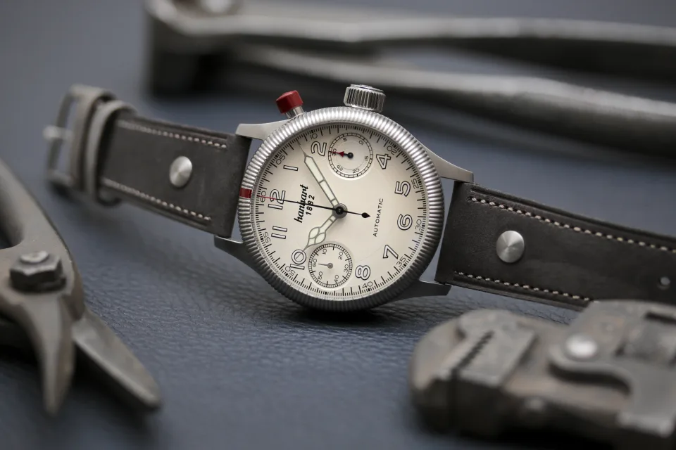 PIONEER MonoScope silver, fluted bezel, 45 mm miniatura