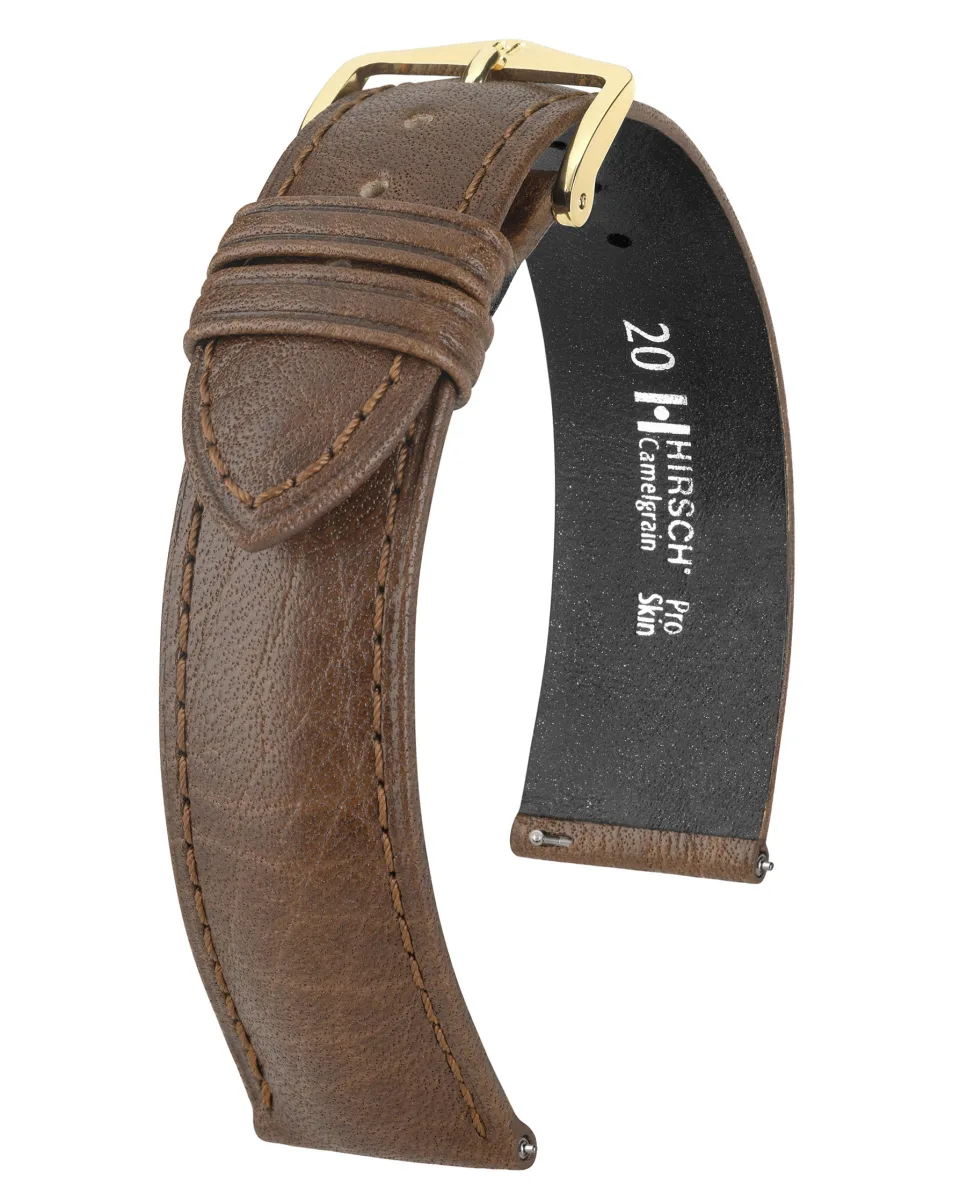 Brązowy pasek skórzany 20 mm HIRSCH Camelgrain 01009015-1-20 (L)