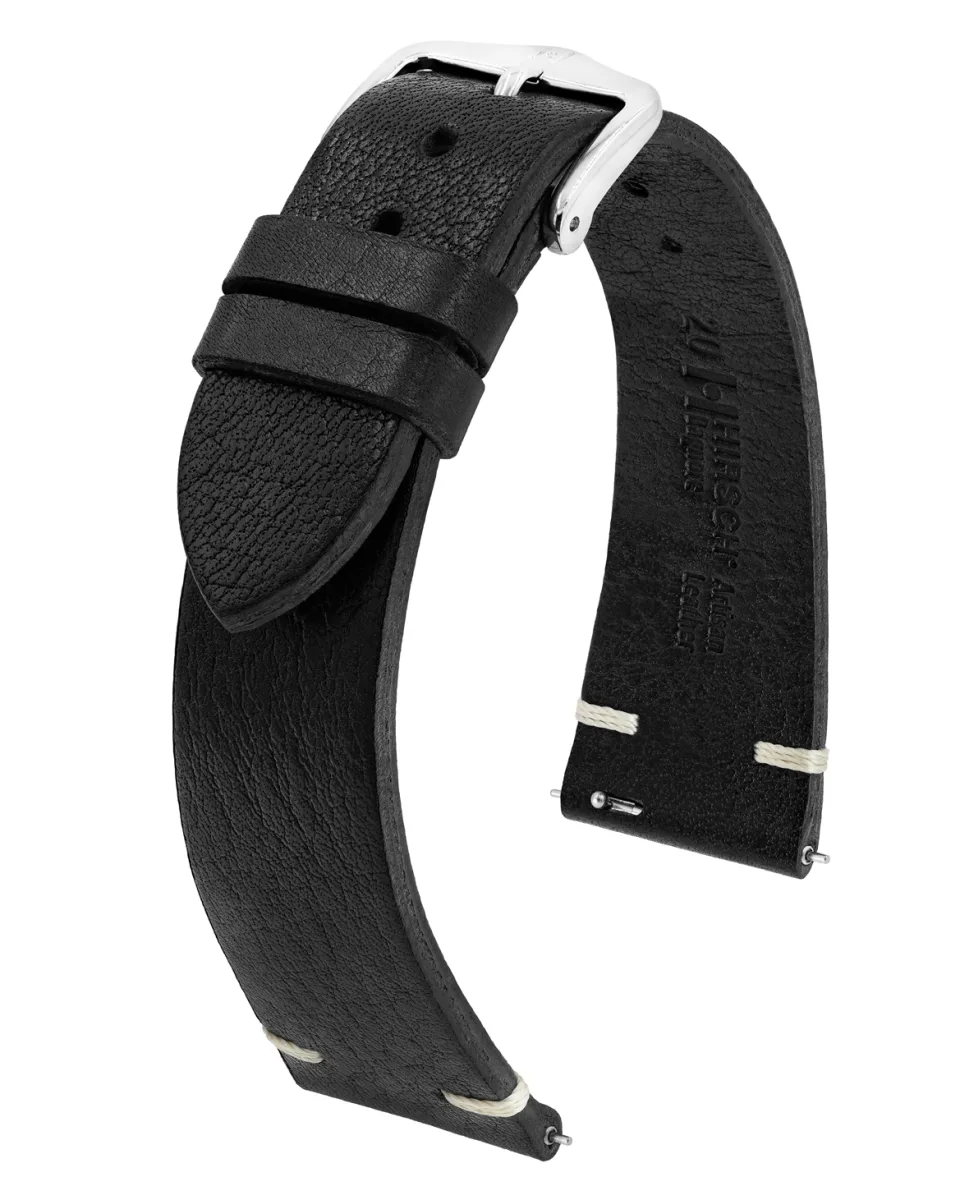 Czarny pasek skórzany 21 mm HIRSCH Bagnore 05502050-2-21 (L)